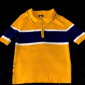 Mustard yellow vintage style crop top